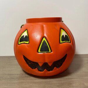 Vintage Halloween Pumpkin Candy Bucket Decoration 1980s